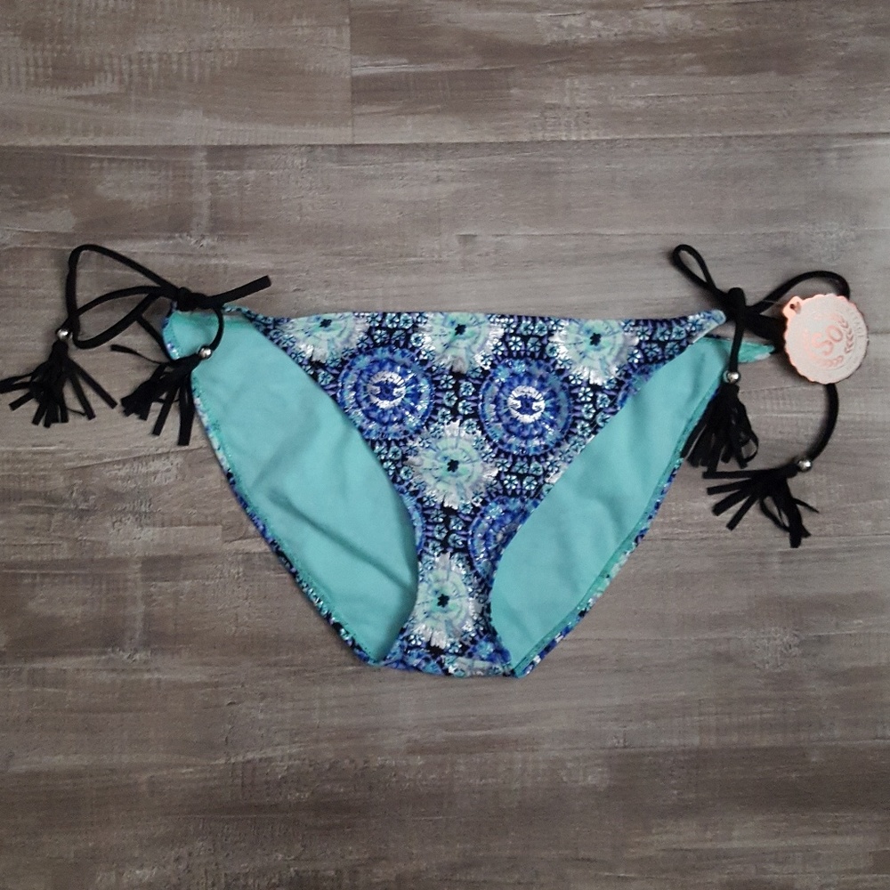 SO Bikini Swimwear Bottom Side Tie w/Tassel Blue